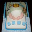 Baby Shower Cake - Blanket Covered in Zoo Animals - Front View