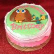 Owl Themed Birthday Cake with Fondant Ruffles